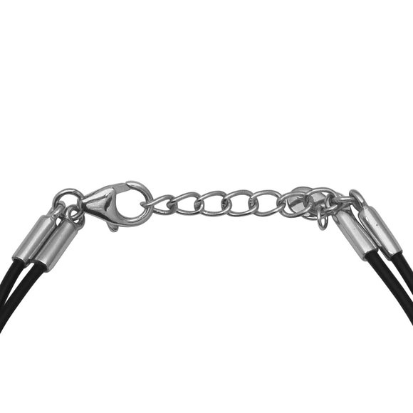 Sterling Silver Heart Charms Bracelet with Leather - Picture 3 of 3